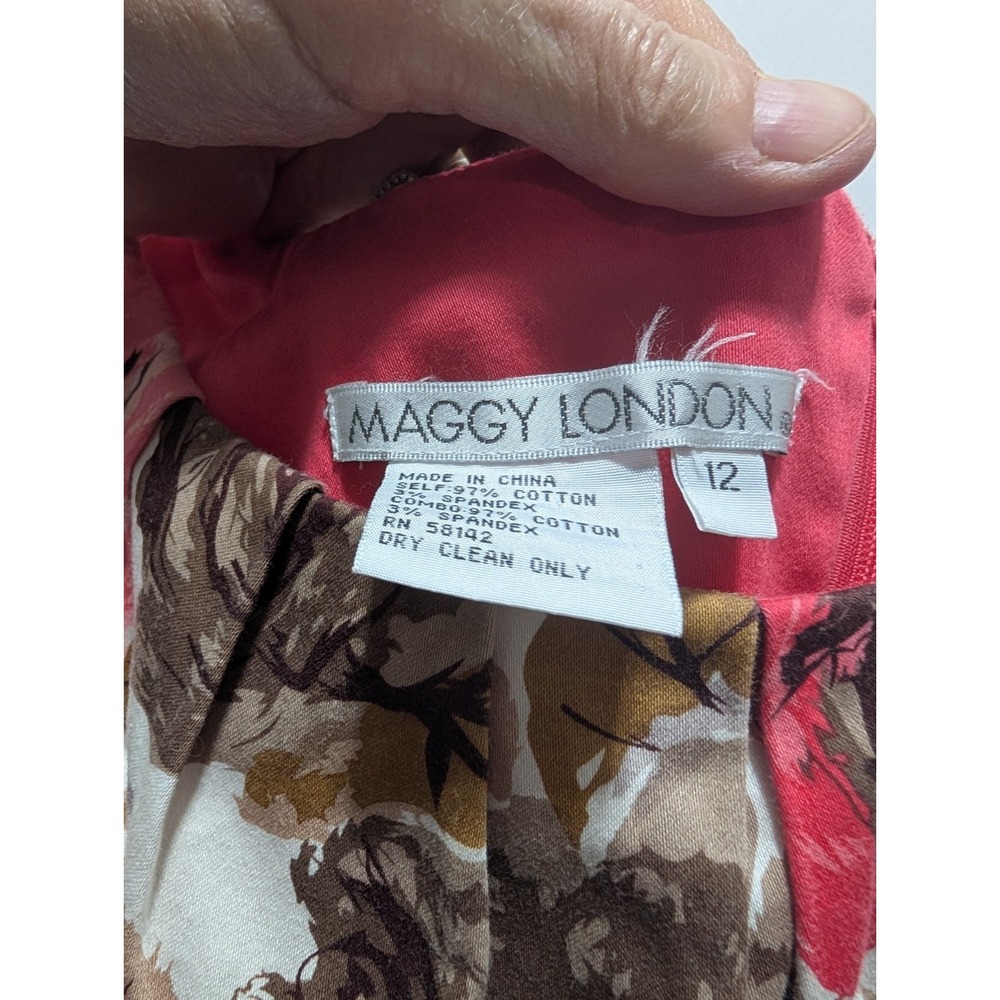 Maggy London Dress Women's 12 Floral Fit & Flare Sleeveless - Picture 3 of 9